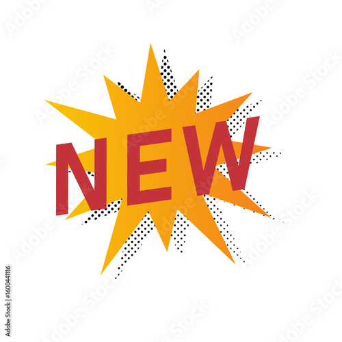 New Burst Badge. Explosive 'NEW' Label. on Transparent Background. 