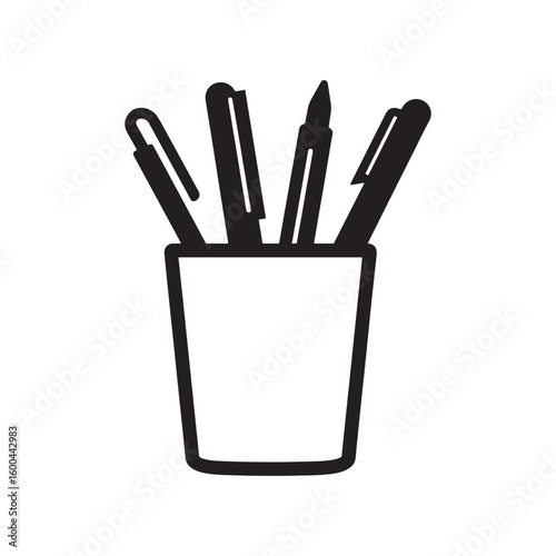 A floating pen holder cup line art unique functional shape