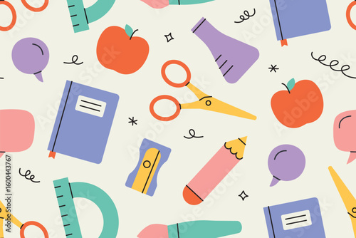 back to school seamless pattern; perfect for educational projects, school posters, flyers, presentations, teacher materials, or kid-friendly infographics- vector