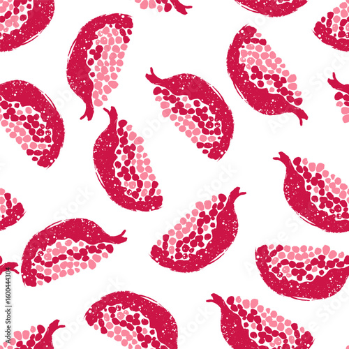 Pomegranate Wedges Vector Seamless Pattern