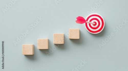 A wooden target with a red arrow pointing to it