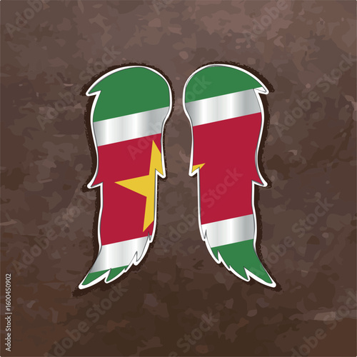 Creative angel wings in the colors of Suriname’s flag. Perfect for patriotic art, travel designs, or cultural projects.