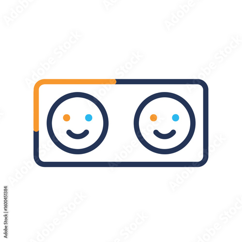 Two happy face icons side by side conveying positive emotions and satisfaction, perfect for feedback or user experience