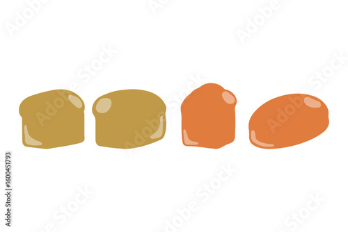 White Bread Loaf Illustration Set