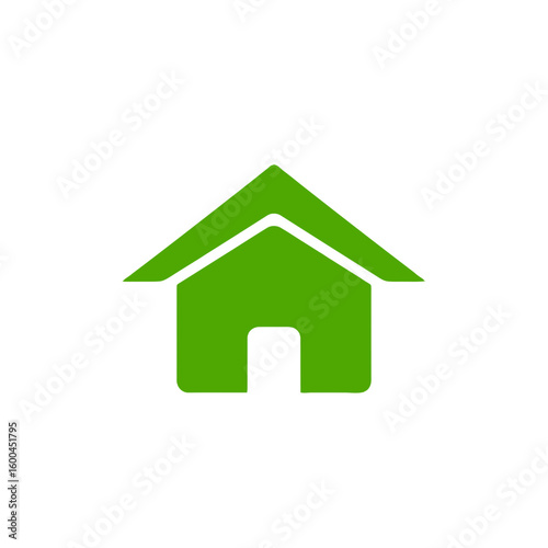 Vibrant green house icon symbolizing home ownership, real estate, and shelter, perfect for eco-friendly branding and design projects.