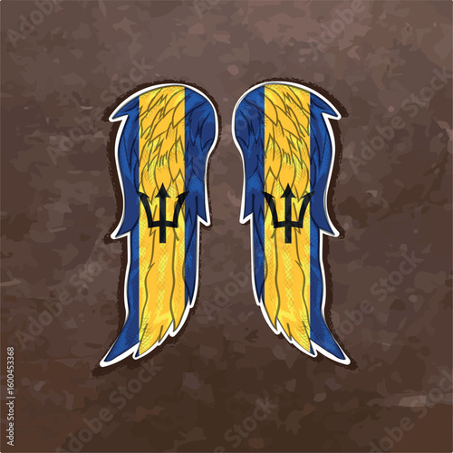 Barbados flag in the shape of angel wings. Perfect for cultural projects, souvenirs, and travel designs.