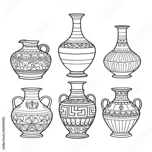 Antique Vase Line Art; Elegant Classic Style Invited Beauty