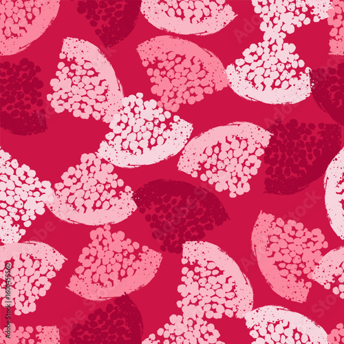 Red Pomegranate Triangle Slices Vector Seamless Pattern