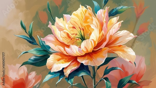 Vibrant floral artwork of a large, detailed flower.