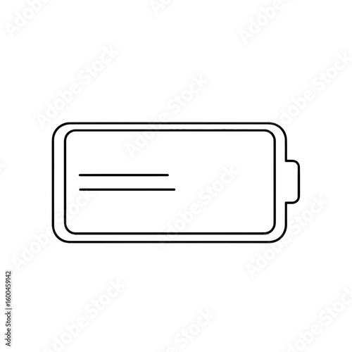Minimalist Outline Battery Indicator with Low Energy Level Icon Design