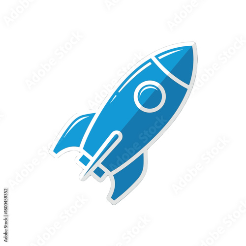 Soaring blue rocket symbolizing progress, innovation, and futuristic exploration ignites new ventures and ambitious goals.