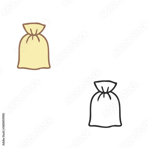 Grain sack bag storage white background FlatOutline style vector