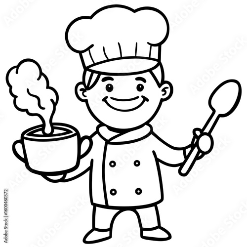 cartoon chef with a pan