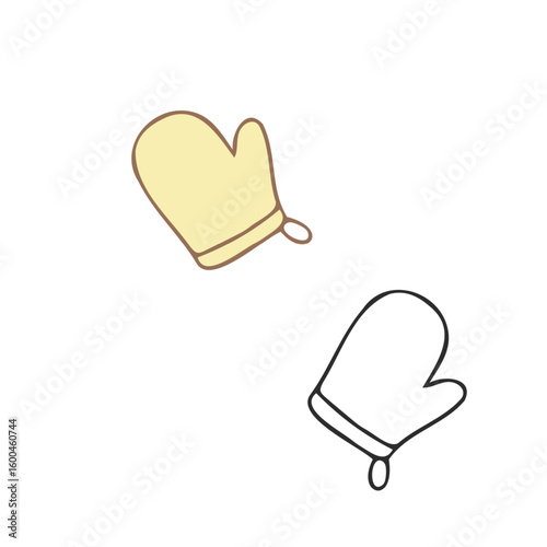 Kitchen oven glove white background FlatOutline style vector