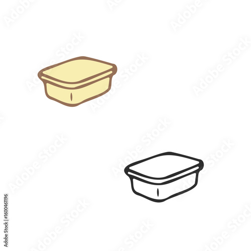 Butter in box package white background FlatOutline style vector