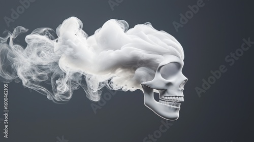 Conceptual Art of Smoke Curling into a Skeletal Shape