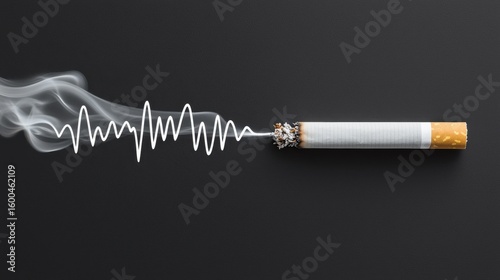 Visual Concept of Cigarette Smoke Transforming into Abstract Waves