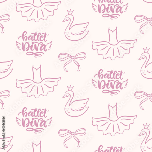 Ballet Dancer Dress Ballerina Seamless Pattern