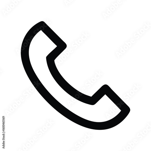 Black and White Outline of Phone Receiver Icon