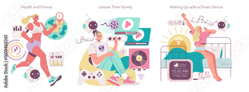 Health Fitness, Leisure and Morning Routine Illustration