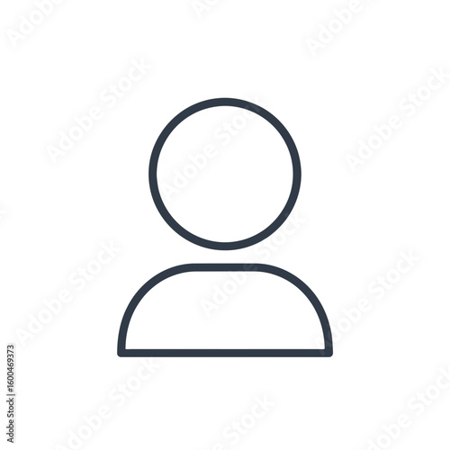 Simple, modern outline icon representing a person or user profile for digital platforms and branding