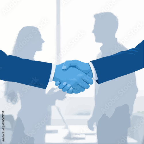 Business partners shaking hands in office during meeting  