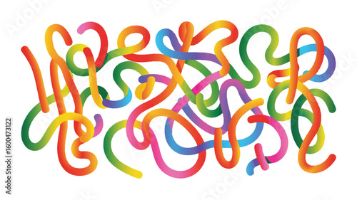 Colorful Swirling Ribbons on White Background abstract