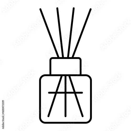 Illustration showing black icon of air fresheners and diffusers on white background