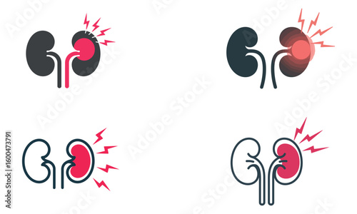 Human kidney pain medical icon with health problem illustration for anatomy disease and healthcare concept
