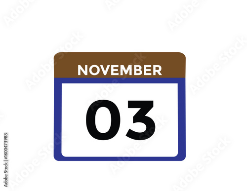 Free Download 3 November, calendar date icon. 3 November Calendar Date for Deadlines or Appointment. Day, month. vector illustration.
 - GFXLoad