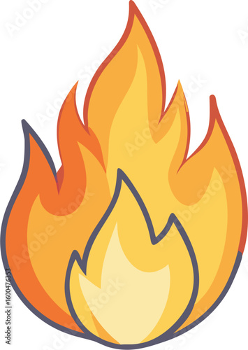 Set of vector fire and flame icons with burning and heat symbols