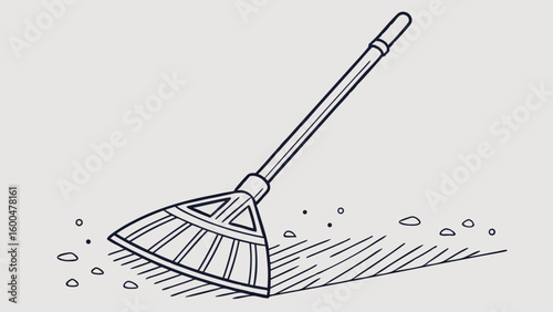 Vector illustration of garden rake for lawn care and landscaping activities