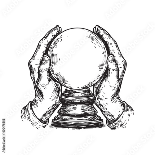 Crystal ball in hands for fortune telling and mystic readings
