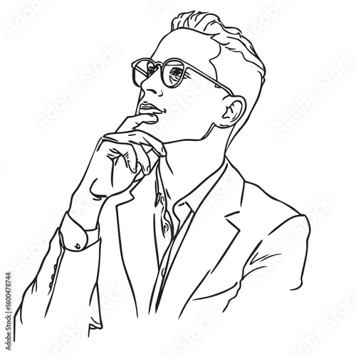 Thoughtful man in stylish suit contemplating future opportunities