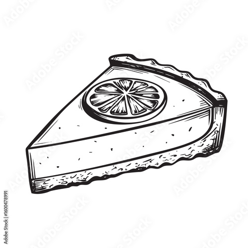Lemon pie slice with decorative lemon topping for dessert enjoyment