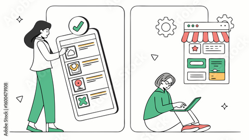 3-section design for company vision, mission statement, and core values with icons.