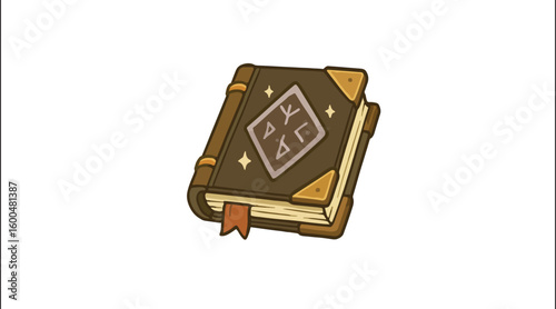Magic Spellbook with Runes – Enchanted Grimoire Vector Illustration