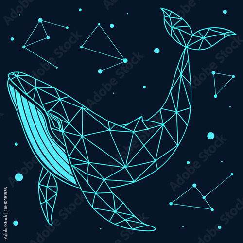 
a blue whale with lines and dots