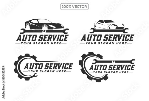 Vector logo of car parts, auto repair template design illustration