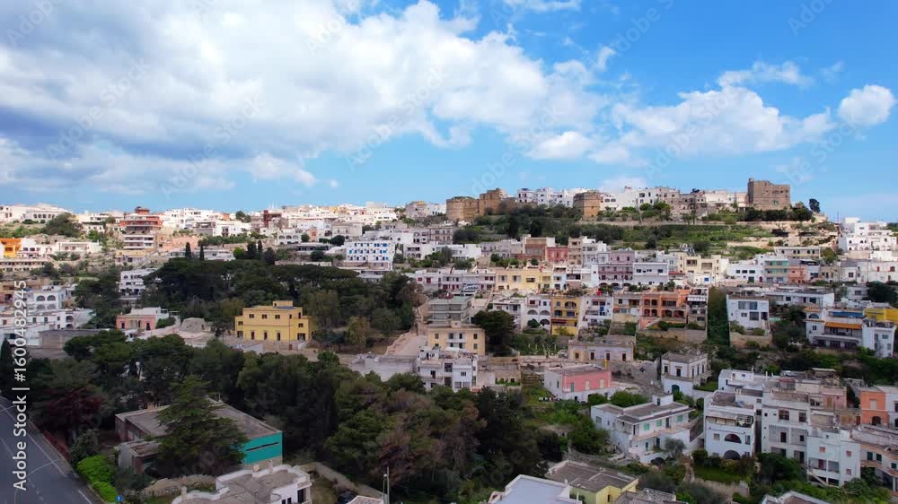 Castro - Apulia, Italy - rising aerial view of the old town with castle Castro - Apulia, Italy - rising aerial view of the old town with castle