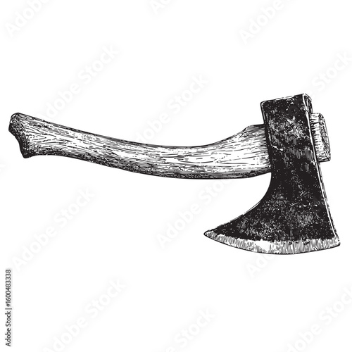 Classic wood axe illustration for rustic design projects and crafts