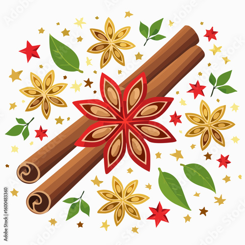Abstract wallpaper illustration of Christmas spices