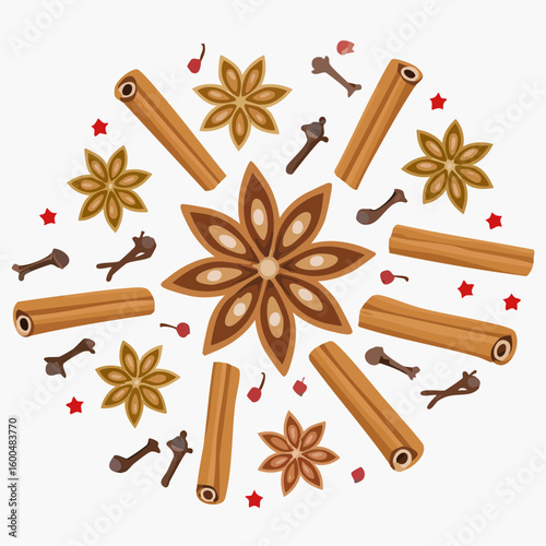 Abstract wallpaper illustration of Christmas spices
