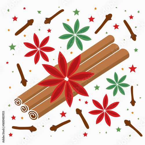 Abstract wallpaper illustration of Christmas spices