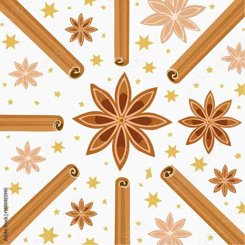 Abstract wallpaper illustration of Christmas spices
