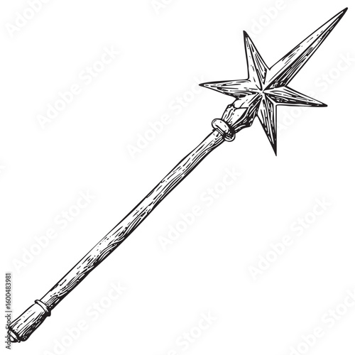 Decorative spear with ornate star design for fantasy art