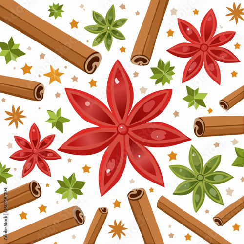 Abstract wallpaper illustration of Christmas spices