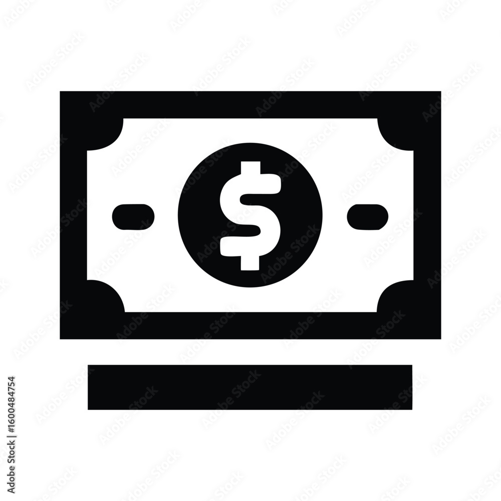 Simple icon of paper United States currency Simple icon of paper United States currency