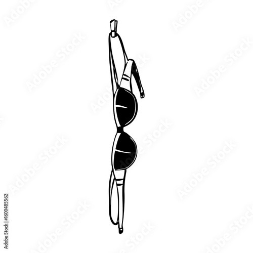 Womens Swimsuit Bikini Bra. Summer Clothes Bikini Fashion Hand drawn Inky Vector illustration.