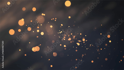 Orange Bokeh Lights on Dark Atmospheric Background